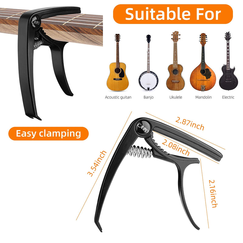 Guitars Capo。Zinc Metal Capo for Acoustic and Classical Guitar，Ukulele，Mandolin，Banjo， Electric Guitars Accessories