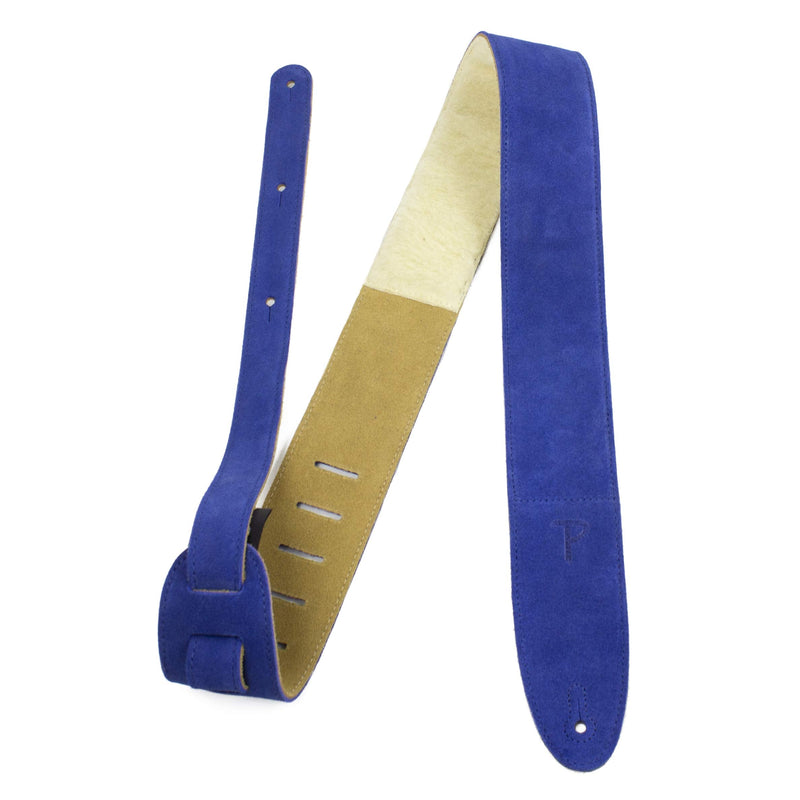 Perri’s Leathers Ltd.- Guitar Strap - Suede -Sheepskin Pad – Royal Blue - Adjustable - for Acoustic / Bass / Electric Guitars – Made in Canada (DL325S-208) 41" to 56"