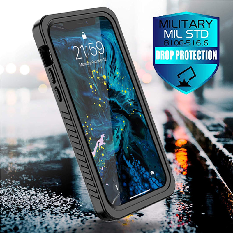 YESHON for iPhone 12 Pro Max Case, iPhone 12 Pro Max Waterproof Case, Built-in Screen Protector Full Sealed Cover, Shockproof IP68 Waterproof Clear Case for iPhone 12 Pro Max 6.7 inch (2020 Released) Black & Clear