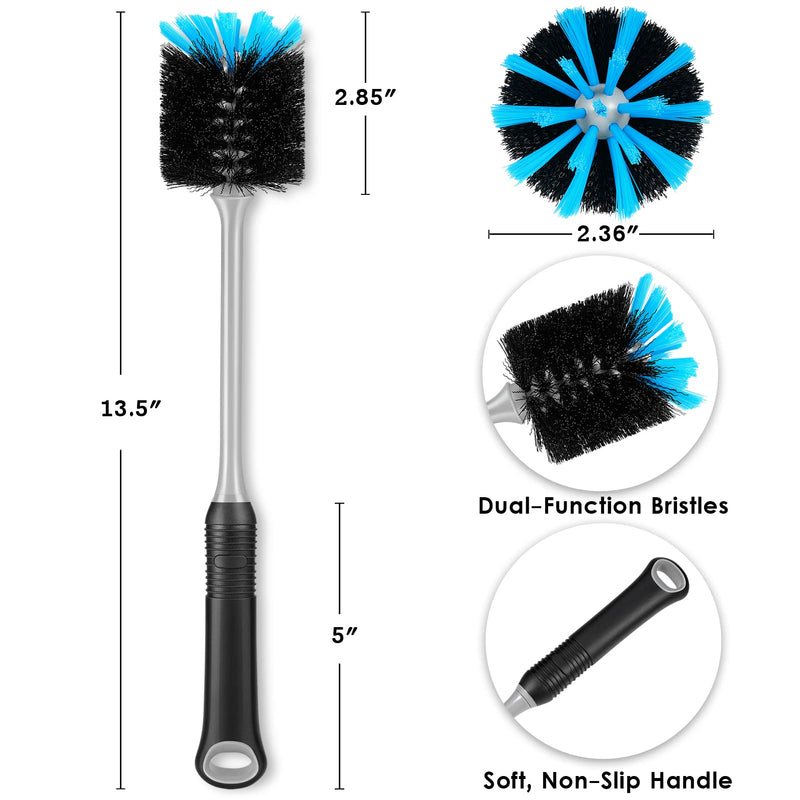 Bottle Brush Cleaner, Long Handle Water Bottle Scrubbing Brush, Built for Cleaning Baby Bottles, Sippy Cups, Water Bottle, Tumblers, Travel Coffee Mugs, Food Jars, Wine Decanters, Glasswares, 2 Pack 2 Count (Pack of 1)
