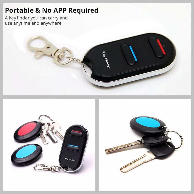 Vodeson KeyTag Key Finder Remote Control Finder, Easy to Use Suitable for The Elderly Key Locator Device,Whistle Phone Keychain Finder,Item Tracker,1 RF Transmitter 2 Receivers