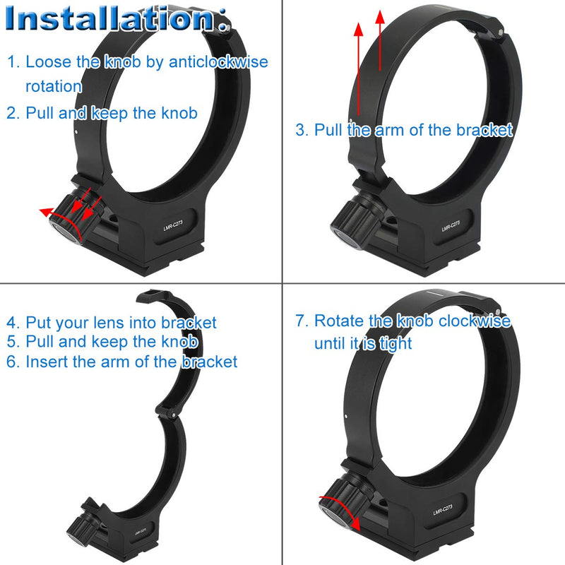Haoge LMR-C273 Lens Collar Replacement Foot Tripod Mount Ring C for Canon EF 28-300mm f/3.5-5.6L is USM and EF 70-300mm f/4-5.6L is USM Lens Built-in Arca Type Plate