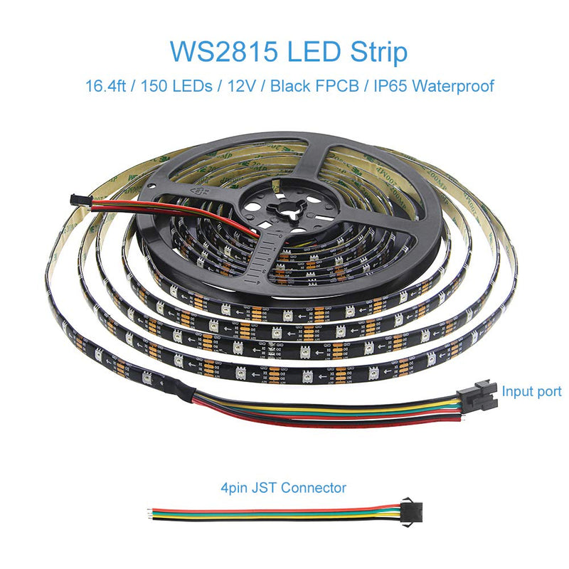 [AUSTRALIA] - ALITOVE WS2815 12V WS2812B Addressable RGB LED Strip Light 5m 150 LEDs WS2813 12V Programmable Dream Color LED Pixel Light Strip Signal Break-Point Continuous Transmission Waterproof IP65 Black PCB 