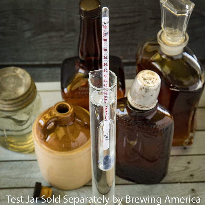 American-Made Alcohol Hydrometer Tester 0-200 Proof & Tralle Pro Series Traceable - Distilling Moonshine Alcoholmeter for Proofing Distilled Spirits