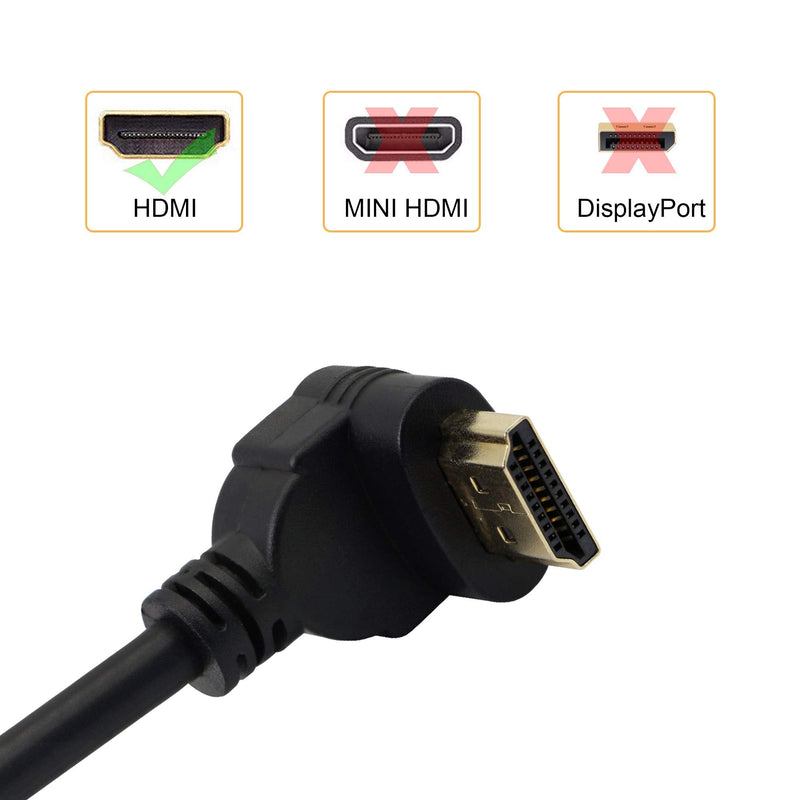 HDMI Panel Mount 90 Degree Extension Cable,HDMI Femlae to 90 Degree Dowm Male Connector Wire, with Screw Hole Panel Mount,Support 4K 60hz 3D TV, Roku, Xbox360 eat. (Angle Down) Angle Down-0.5m