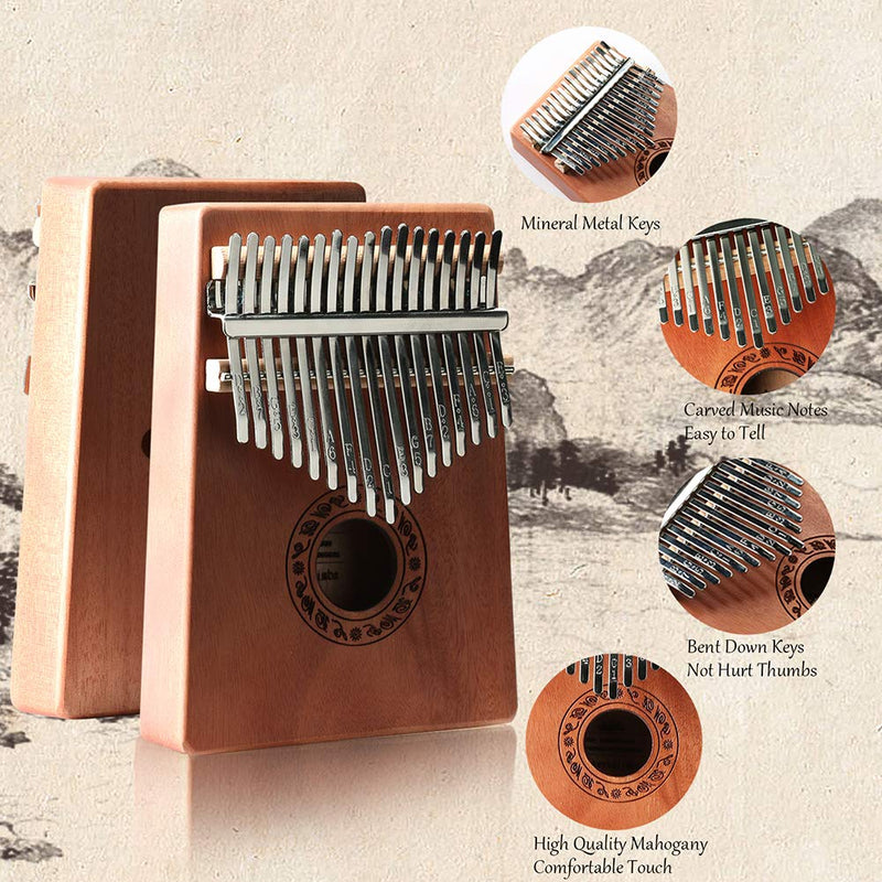 Kalimba 17 Keys Thumb Pianos Portable Wood Finger Piano With Tune Hammer Instruction Book,Music Instrument Gift For Kids Adult Beginners Professional. (Kalimba 17 key) Kalimba 17 key