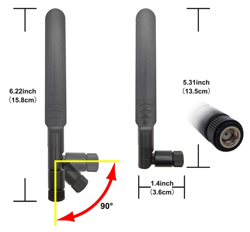 WiFi Antenna 8dBi RP-SMA Male 2.4Ghz 5.8Ghz Dual Band + 10in U.FL IPEX MHF4 to RP SMA Female Extension Cable for M.2 NGFF + Computer Back Slot Cover Bracket MHF4 Antenna with Slot Cover Bracket