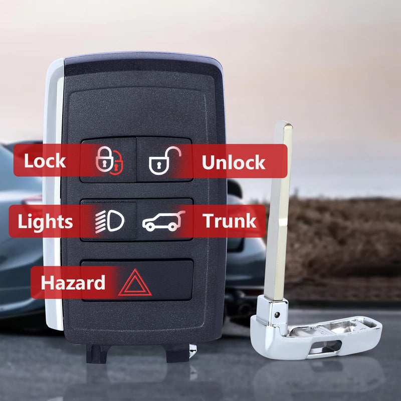 Aichiyu Smart Remote Key Fob Replacement 5 Buttons 315Mhz for Land Rover Discovery Range Rover Sport Evoque 2018 2019 2020 2021 2022 2023 FCC ID: KOBJXF18A, P/N: JK52-15K601-AF/AG/AA/CF/CG
