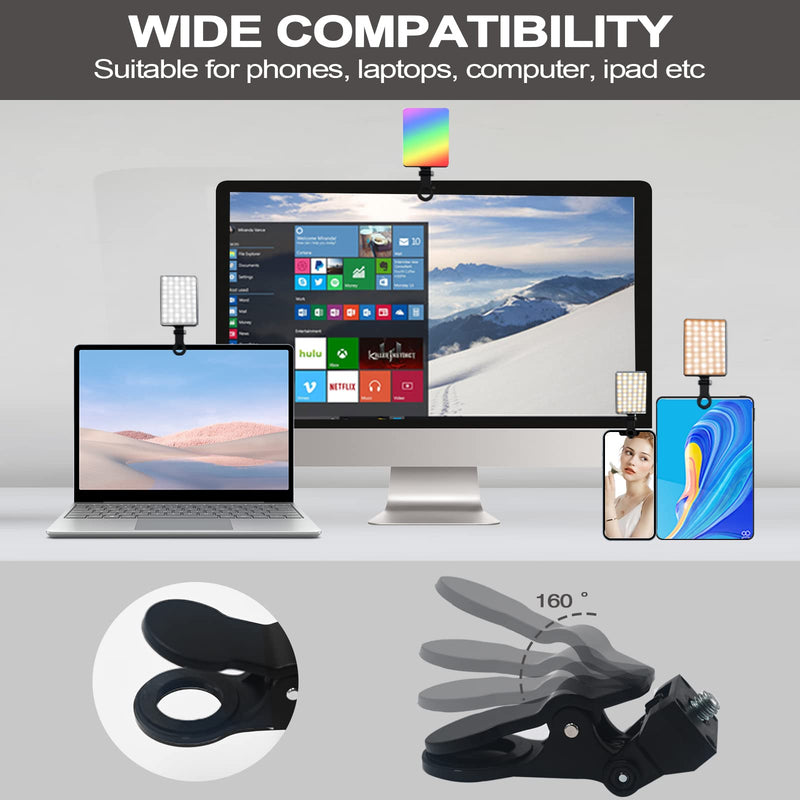 [AUSTRALIA] - GreatLPT RGB Phone Light Clip, Cell Phone Fill Light 360° Full Color CRI 95+ Dimmable 2500K-8500K, 2000mAh Rechargeable Phone Clip Light for Selfie, Makeup, Video Conference, TikTok 
