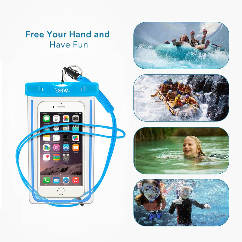 EOTW Waterproof Phone Pouch, IPX8 Universal Waterproof Case Bag Fit for iPhone 11/11 Pro Max/Xs Max/XR/X/8/8P Galaxy S20 up to 6.8" Protective Pouch for Water Parks/Beach/Cruise/Pools Blue