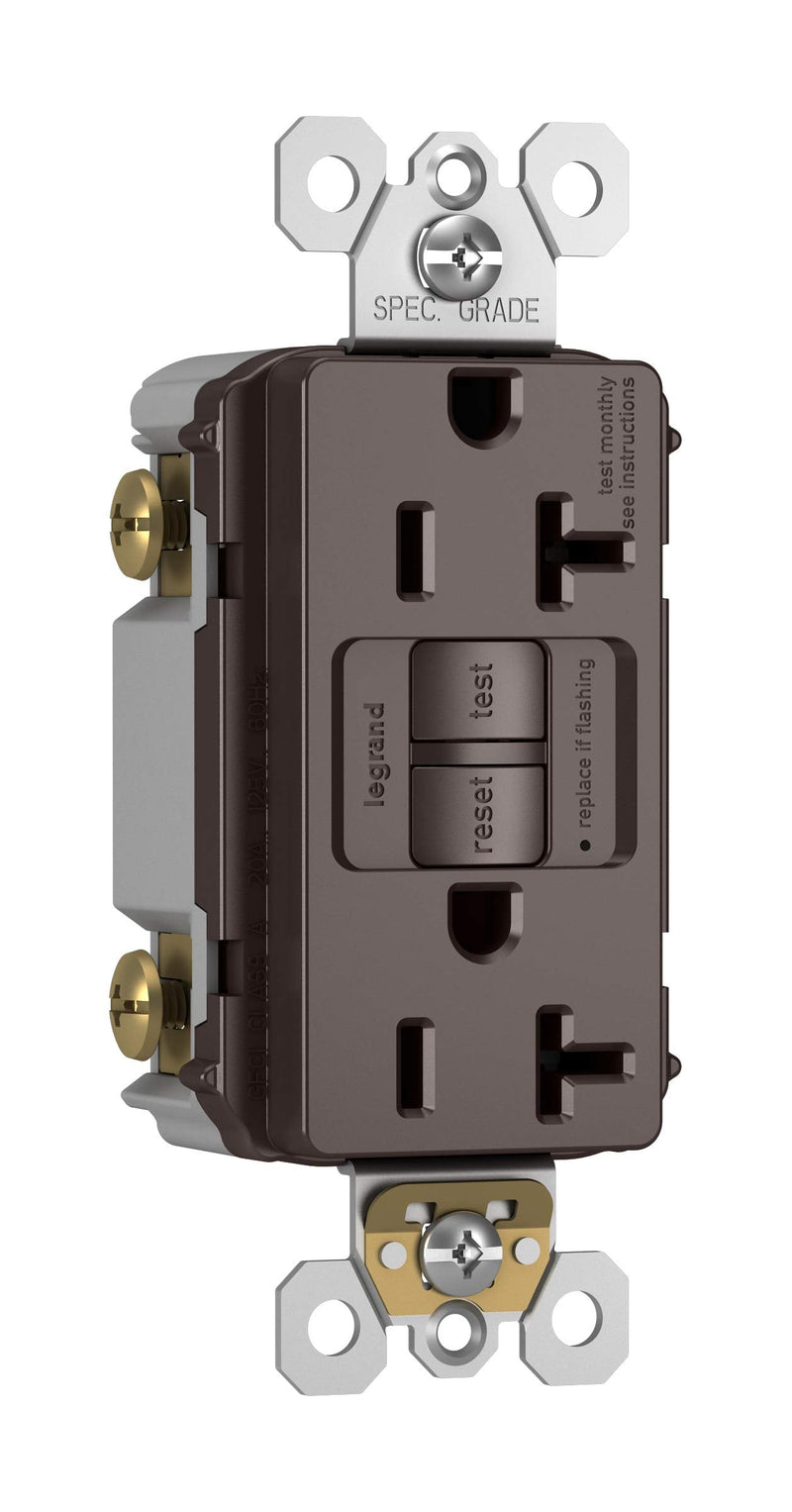 Legrand-Pass & Seymour 1597CCD12 Pass & Seymour 15A, 125V, Brown, 2 Pole, 3 Wire Grounding, Self Test GFCI Outlet, Wallplate Included