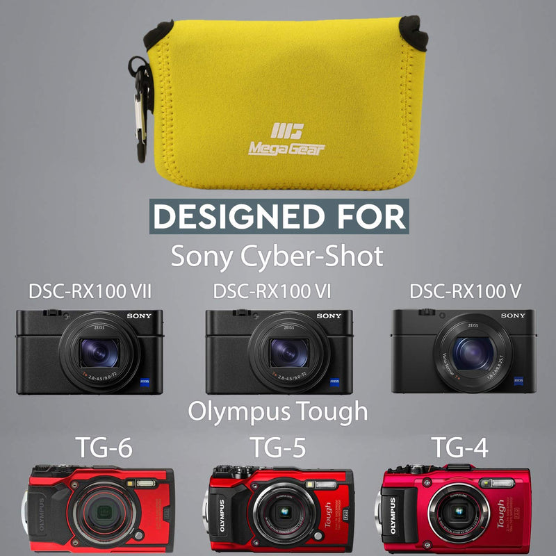 MegaGear MG1832 Ultra Light Neoprene Camera Case Compatible with Sony Cyber-Shot DSC-RX100 VII, Olympus Tough TG-6, TG-5, Sony Cyber-Shot DSC-RX100 VI, DSC-RX100 V - Yellow