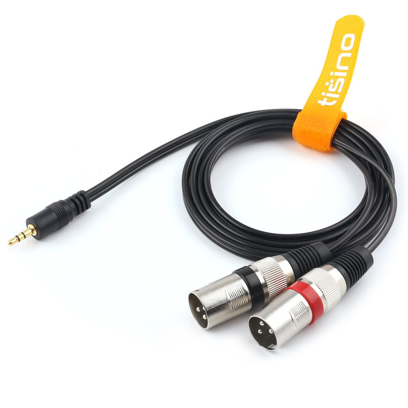 [AUSTRALIA] - TISINO 3.5mm TRS Stereo Male to Dual XLR Male Splitter Patch Cable Unbalanced Mini Jack 1/8 to Double XLR Breakout Cable - 5 FT 