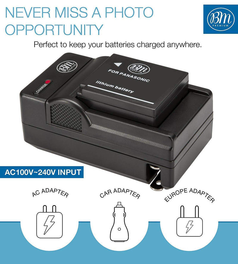 BM DMW-BCG10 Battery and Charger for Panasonic Lumix DMC-3D1, SZ8, TZ6, TZ7, TZ8, TZ10, TZ18, TZ19, TZ20, TZ25, TZ30, TZ35, ZR1 ZR3 ZS1, ZS3 ZS5 ZS6 ZS7 ZS8 ZS9 ZS10 ZS15 DMC-ZS19 ZS20, ZS25, ZX1 ZX3