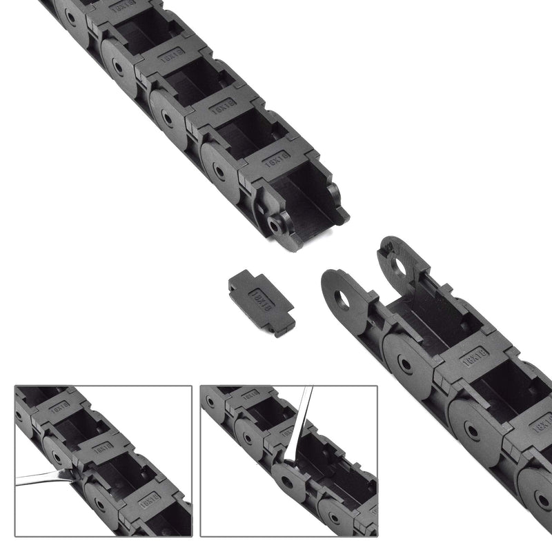 [AUSTRALIA] - Plastic Drag Chain Cable Carrier Closed Type with End Connectors R38 18 x 18mm L1000mm for Electrical CNC Router Machines 