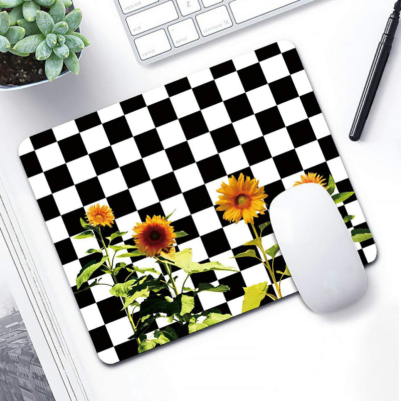 Mouse Pad with Black White Sunflower Gaming Mouse Pads for Laptop Computers Non-Slip Rubber Base Mousepads for Office Home, Rectangle Cute Mouse Mats and Sea Turtles Stickers Square Mouse Pad