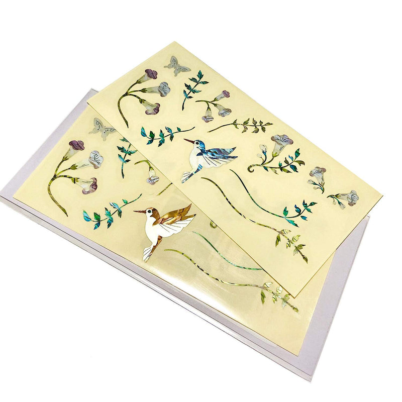 Assorted Hummingbird -Inlay Stickers Set- Abalone Blue