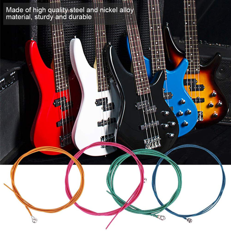 Drfeify Metal Bass Strings, 4-String Metal Colorful Electric Bass Strings Instrument Bass Accessory and Part
