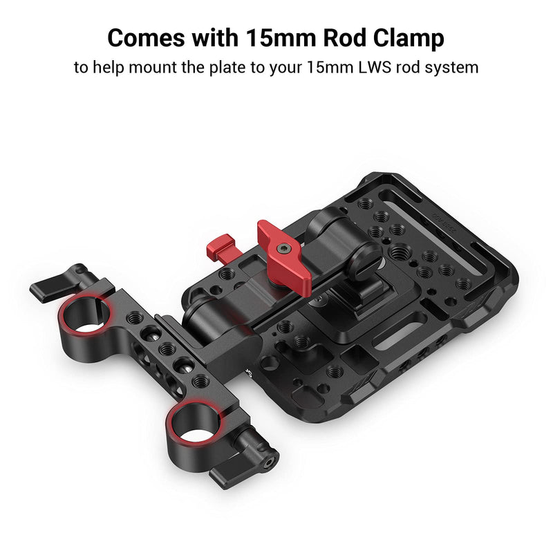 SMALLRIG V-Lock Mount Battery Plate with with 15mm Rod Clamp & Adjustable Arm - 2991
