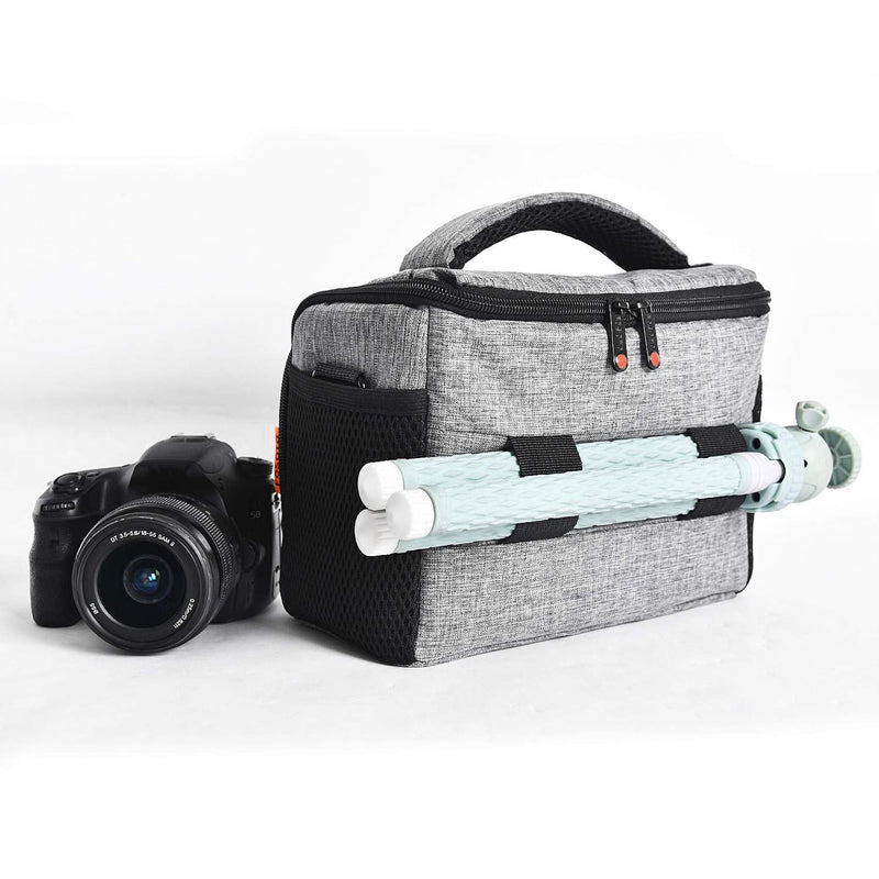 FOSOTO Compact SLR/DSLR Stylish Camera Bag Case Compatible for Nikon P900 B500 D3500 D5600 D7500, Canon EOS T6 T7i T5 4000D 80D, Sony A73 Mirrorless Camera Shoulder Case Waterproof Rain Cover (Gray) Gray