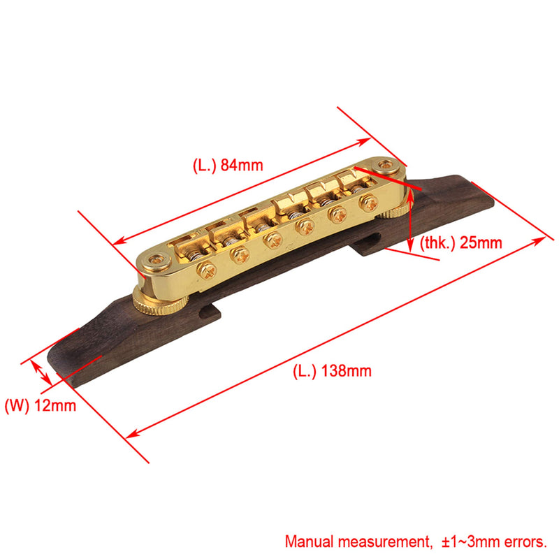 Yibuy Gold Rosewood Adjustable Archtop Guitar Bridge Guitar Parts