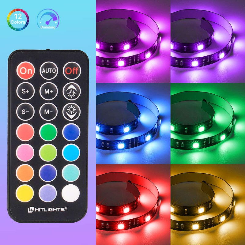 [AUSTRALIA] - LED Strip Lights, HitLights Weatherproof 4 Pre-Cut 12Inch/48Inch RGB LED Strips Kit, Flexible Color Changing SMD 5050 LED Accent Kit with RF Remote, UL-Listed 15W Power Supply and Connectors 