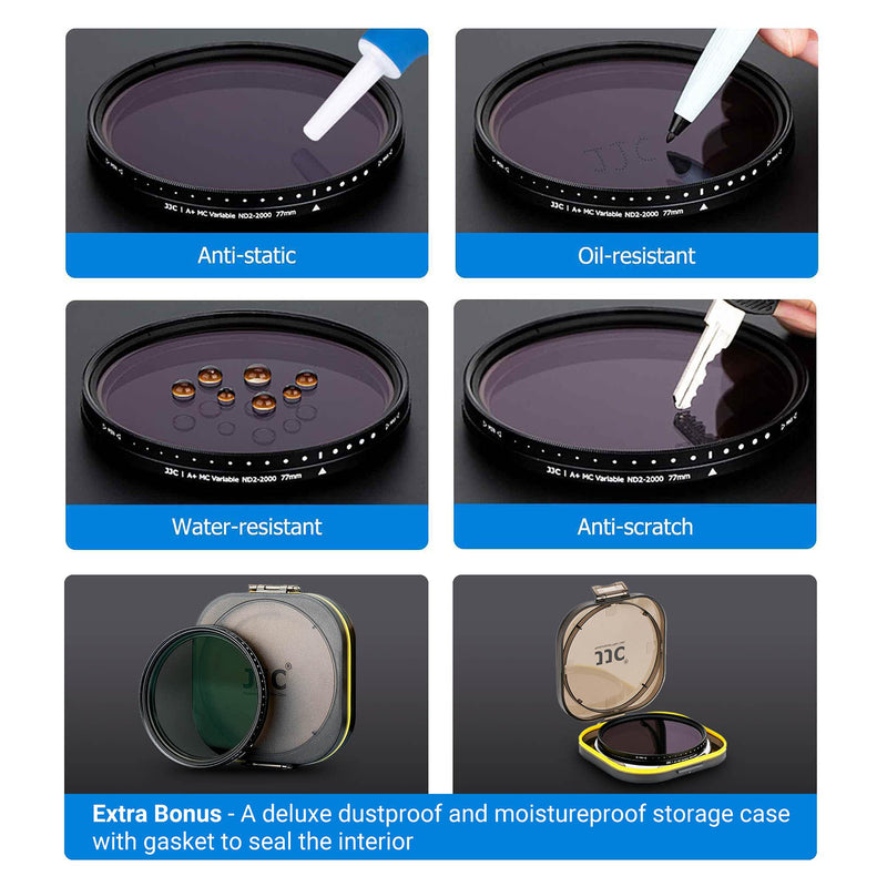 JJC 58mm ND Filter ND2-2000 VND Variable Neutral Density Adjustable Fader for Canon EOS Rebel T7 T6 T8i T7i T6i T6s T5i SL3 90D 80D with EF-S 18-55mm Kit Lens & Other Lenses with 58mm Filter Thread