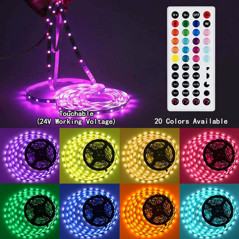 [AUSTRALIA] - Zawino LED Strip Lights 50 ft for Bedroom, RGB LED Light Strips with Remote, 4 Music Synch Mode, 24V Dimmable Color Changing Tape with 5050 LED, 15M Flexible Colored Strip Lighting for Home Decoration White Controller 