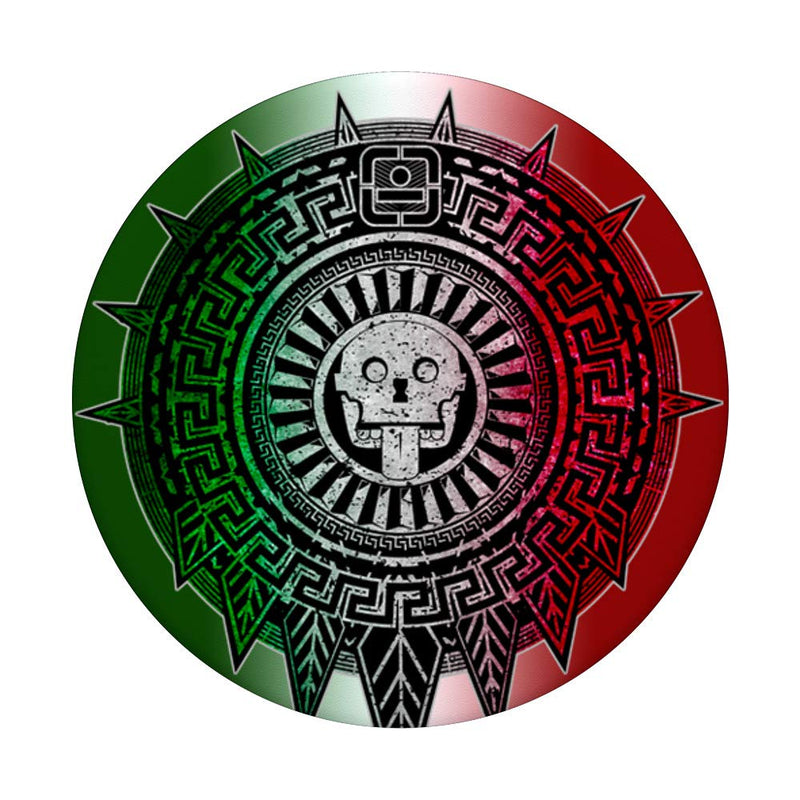 Mexican Flag Aztec Death - Sun Stone Calendar Dia de Muertos Black