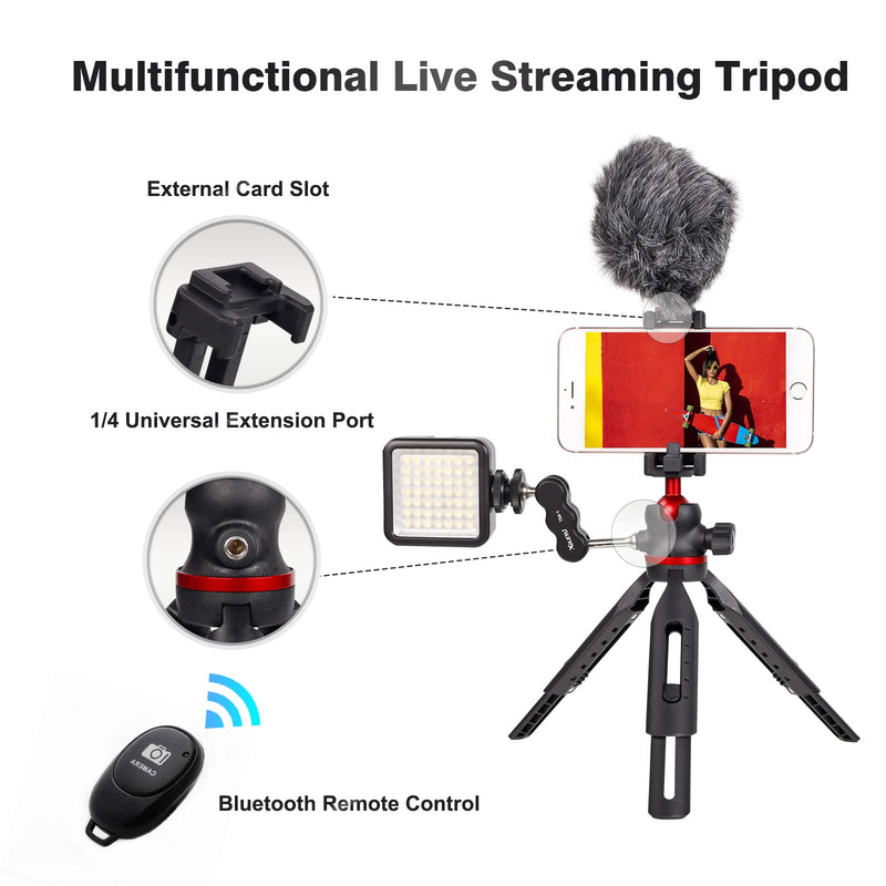 LCNCY Mini Tripod for Camera and Phone - Gopro Tripod - Pocket Tripod - Desk Webcam Tripod - DSLR Mini Tripod - Small iPhone Tripod with Universal Phone Mount and Remote black