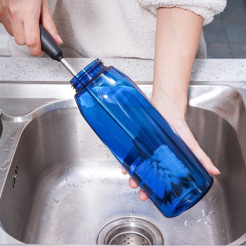 Purtribe Water Bottle Cleaning Scrubbing Brush, Stainless Steel Bottle Brush, Compatible with Sports Bottles, Tumblers, Water Cups, Coffee Mugs, Wine Decanters, Glasswares, Flat, 1 Pack (15 in) 15 Inch ( Pack of 1)