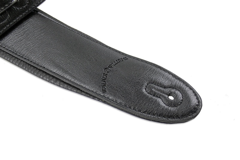 Walker & Williams G-26 Black Semi-Gloss Bullnose Guitar Strap with Padded Glove Leather Back