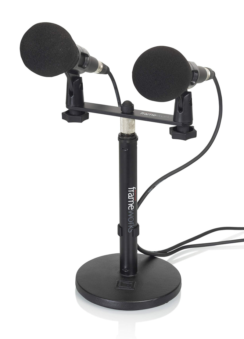 [AUSTRALIA] - Gator Frameworks 1-to-2 Mic Mount Bar with Standard 5/8-Inch Thread Suitable for Most Microphone Stands Boom Arms (GFWMIC1TO2) 