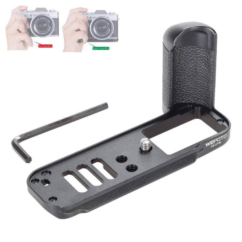 WEPOTO XT30-C Hand Grip Quick Release Plate L Bracket QR Plate Compatible with Fujifilm X-T30 X-T20 X-T10 Camera-Aluminium Leather