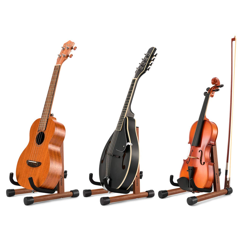 Donner Wood Ukulele Stand, Mandolin Floor Stand Folding A Frame Holder for Concert Soprano Tenor Ukuleles, Mandolins and Violins