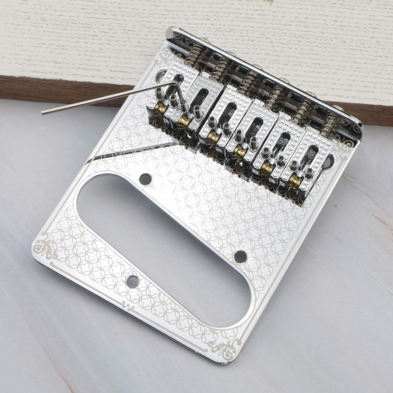 Swhmc 6 String TL Electric Guitar Roller Saddle Bridge Single Coil Pickup Hole String Pull Board Cross Flower Style Silver