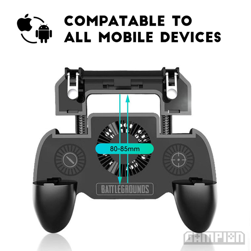 5 in 1 Mobile Phone Game Controller for Call of Duty Fortnite PUBG | Muted Cooling Fan, 4000mAh Power Bank with Charging Cable, 2 Triggers, Gaming Grip Handle | Game Controller for iPhone and Android