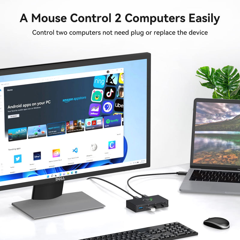 USB 3.0 Switcher Selector 2 Computers Share 4 USB 3.0 Devices1 3.5mm Audio USB KVM Switcher for Keyboard Mouse Printer Scanner Hard Drivers Headsets Black