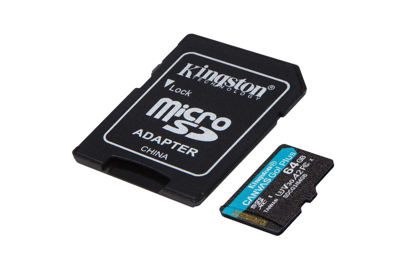 [AUSTRALIA] - Kingston 64GB microSDXC Canvas Go Plus 170MB/s Read UHS-I, C10, U3, V30, A2/A1 Memory Card + Adapter (SDCG3/64GB) microSD Card Faster (Up to 170 MB/s) Single 