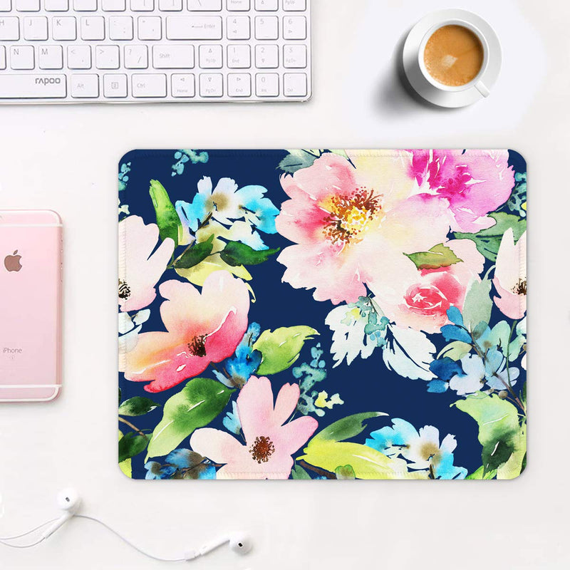 Auhoahsil Mouse Pad, Square Floral Design Anti-Slip Rubber Mousepad with Stitched Edges for Gaming Office Laptop Computer PC Women Men Kids, Pretty Custom Pattern, 9.8 x 7.9 in, Blue Daffodil Flowers Watercolor Daffodil