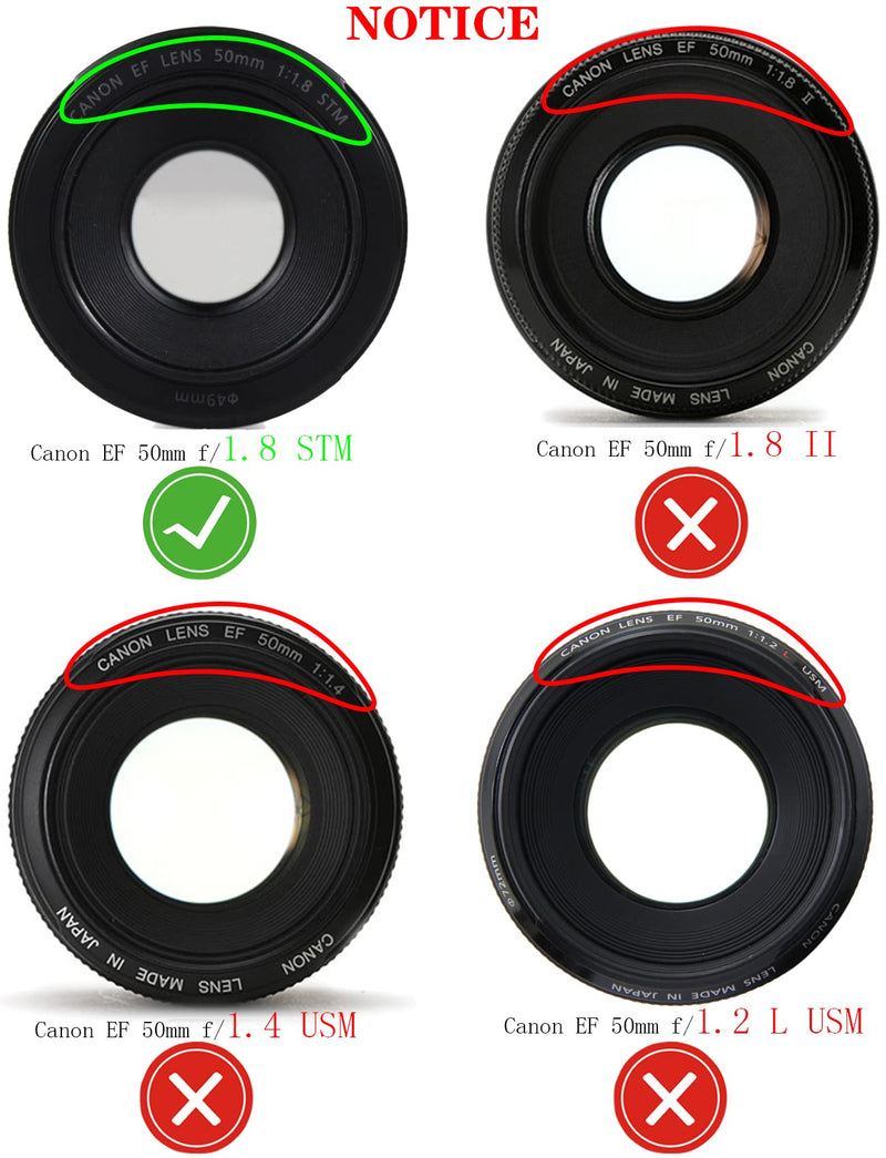 49mm Lens Cap Compatible for Canon EF 50mm f/1.8(Not 1.4) STM(Not II) / EF-M 15-45mm f/3.5-6.3 is STM,HUIPUXIANG Sony FE 50mm f/1.8,E 50mm f/1.8 OSS,55mm f/1.8 ZA(SEL55F18Z) Lens [3 Pack]