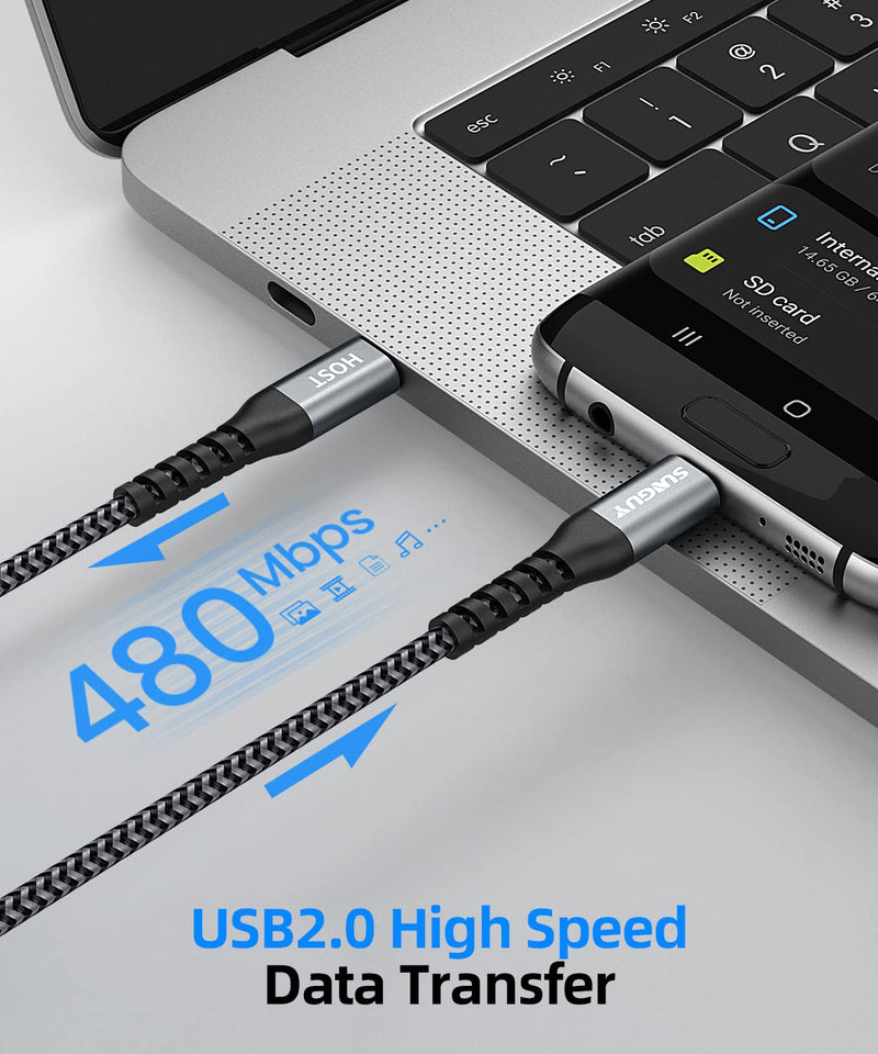 SUNGUY Short Micro USB to USB C Cable 1.5FT, OTG USB Type C to Micro USB Cable Nylon Braided Compatible with MacBook P ro/Air, Samsung Galaxy, Pixel, LG and Micro USB Devices