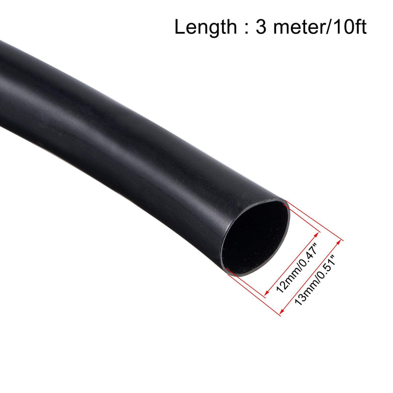 uxcell Black PVC Tube Wire Harness Tubing, 1/2-inch(12mm) ID 10ft Sleeve for Wire Sheathing Wire Protection