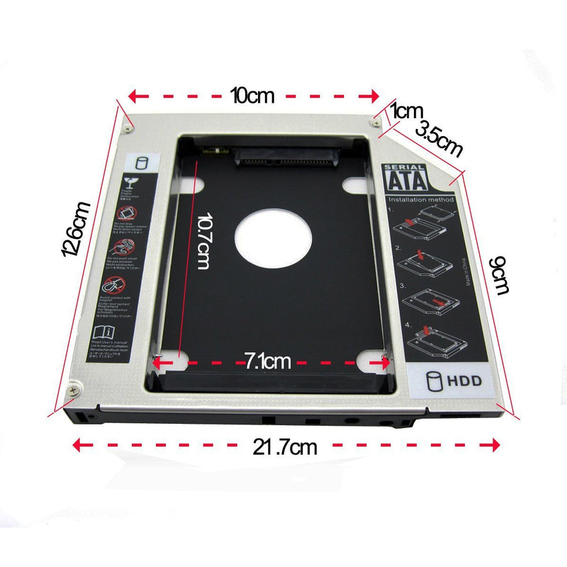 Enterest Aluminum Hardening Drive Bracket Laptop Stand CD-ROM Hard Drive Tray SSD Solid State Drive Bracket 12.7mm SATA for 2.5 HDD, SATA I II III, SDD