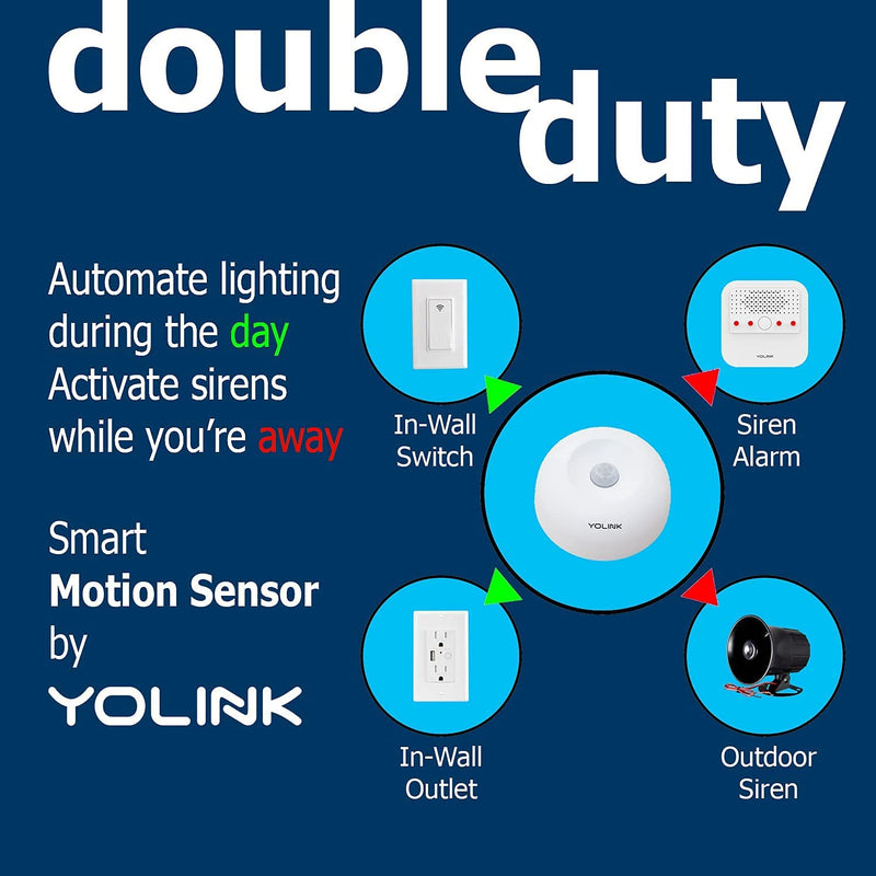 YoLink LoRa 1/4 Wireless Range Smart Motion Sensors, Indoor Motion Detector, Alexa, IFTTT, Home Assistant, Movement Detector App Alerts Remote Monitor, 2 Pack, YoLink Hub Included