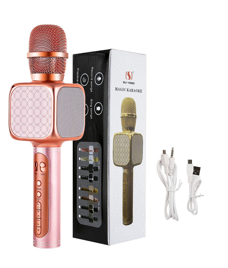 [AUSTRALIA] - SU-YOSD Portable Wireless Karaoke Microphone YS-69 Handheld Cellphone Karaoke Player Support USB/TF MP3 Player and Bluetooth Karaoke Machine for All Ages (69 Rose) 69 Rose 