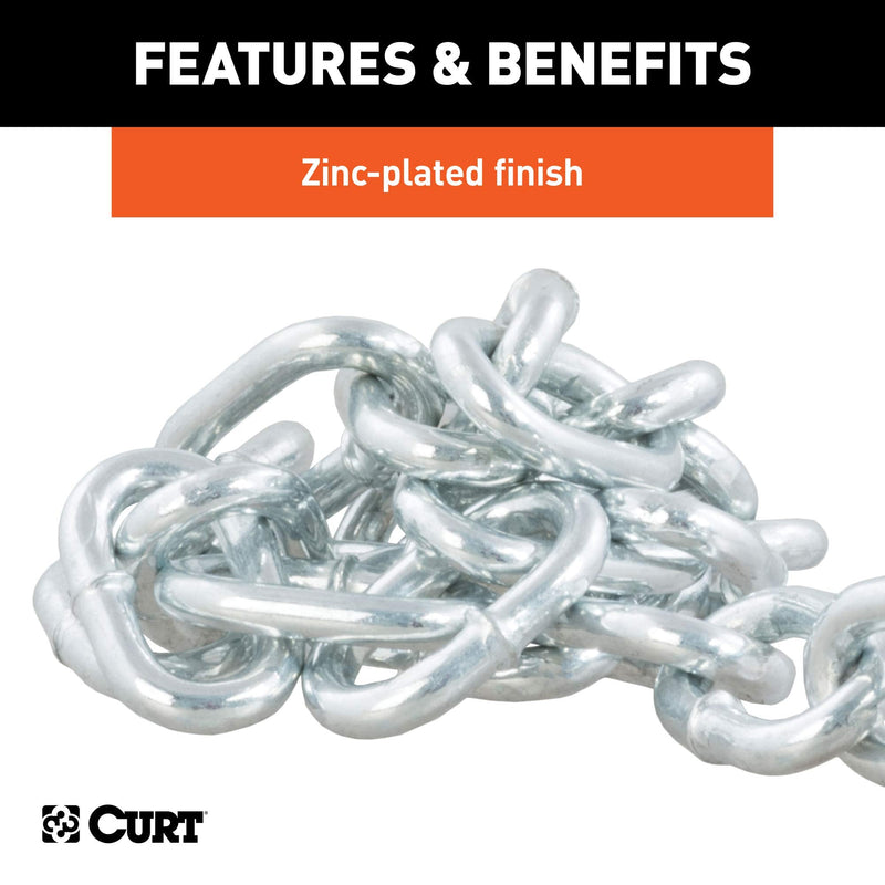 CURT 80312 27-Inch Trailer Safety Chain with 3/8-In Snap Hook, 2,000 lbs Break Strength