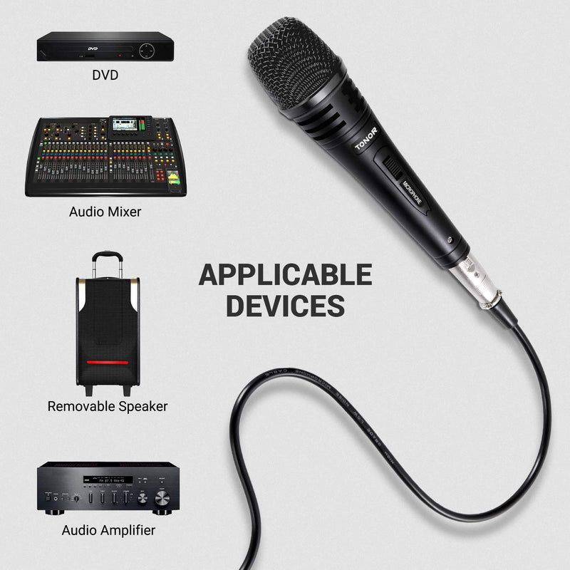 TONOR Dynamic Karaoke Microphone for Singing with 16.4ft XLR Cable, Metal Handheld Mic Compatible with Karaoke Machine/Speaker/Amp/Mixer for Karaoke Singing, Speech, Wedding and Outdoor Activity