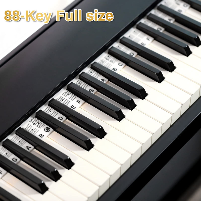 Huoyan Piano Keyboard Note Labels Guide for Beginners, No Need Stickers, Removable Silicone Key Labels fit for 88 Key Full Sized Piano, Reusable Piano Training aid (Classic Black) Classic Black