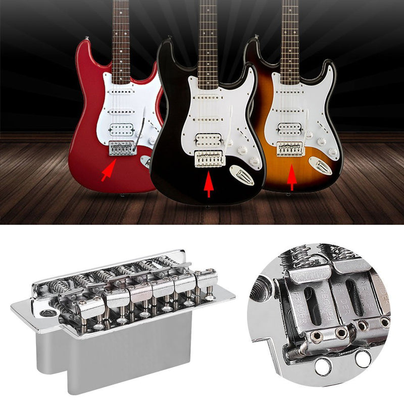 Dilwe Guitar Tremolo Bridge, Zinc Alloy 6 Strings Electric Guitar Tremolo Bridge Single Locking System with Bar for Fender Guitars